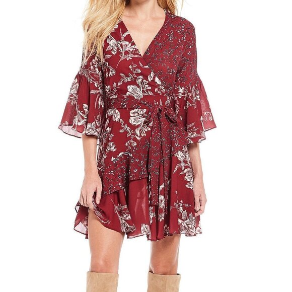 FRENCH CONNECTION Ellette Crepe Floral-print Faux-wrap Dress SIZE4 - Picture 3 of 11